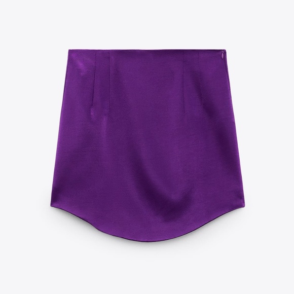 ZARA Purple Satin Effect Mini Skirt Small High Waisted Skirt NWT - Picture 8 of 13